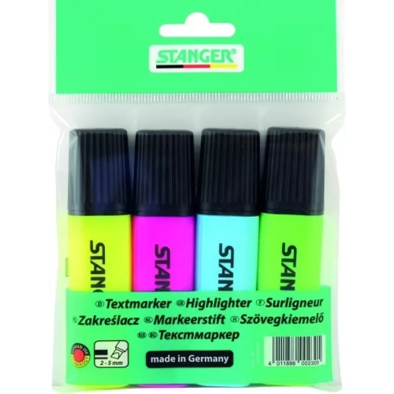Evidenziatore STANGER, 1-5 mm, set 4 pezzi 180009000