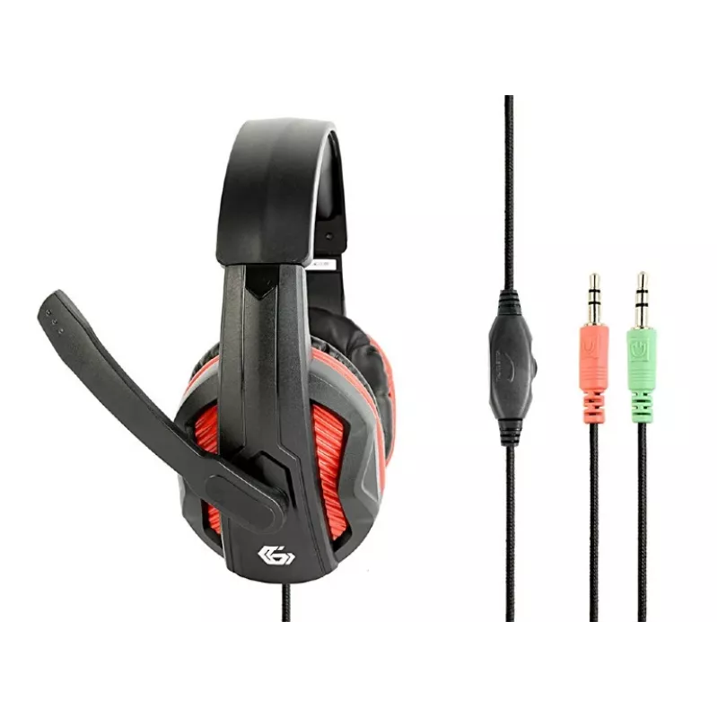 Headset gaming cablato GEMBIRD GHS-03 — 20–20000 Hz, cavo 2 m, 250 g, nero/rosso