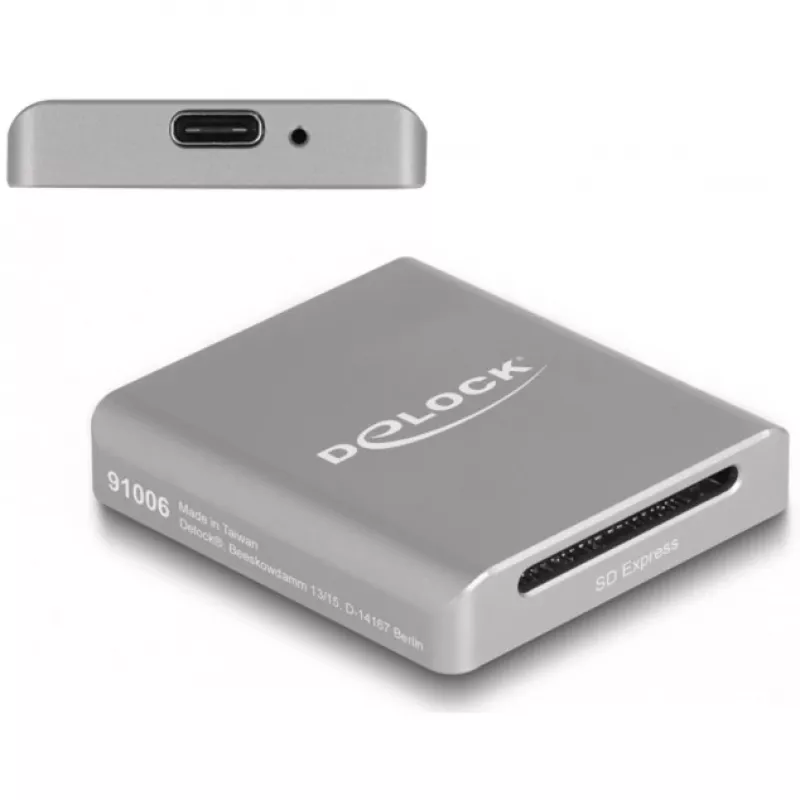 Lettore di schede DeLOCK 91006 grigio SD USB Type-C 10000 Mbit/s