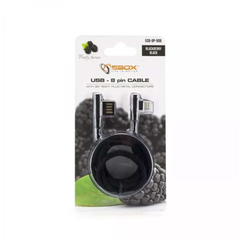 Sbox USB-8P-90B cavo USB 8-Pin blackberry nero
