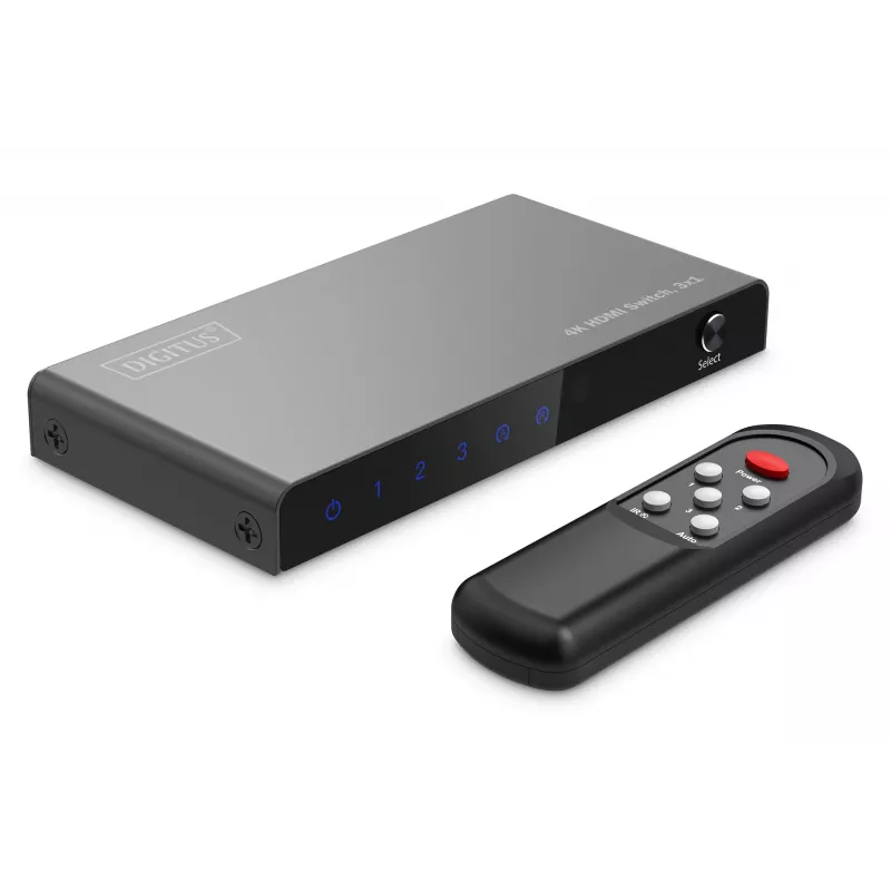 Switch HDMI Digitus 4K 3x1 metallo nero 18 Gbit/s
