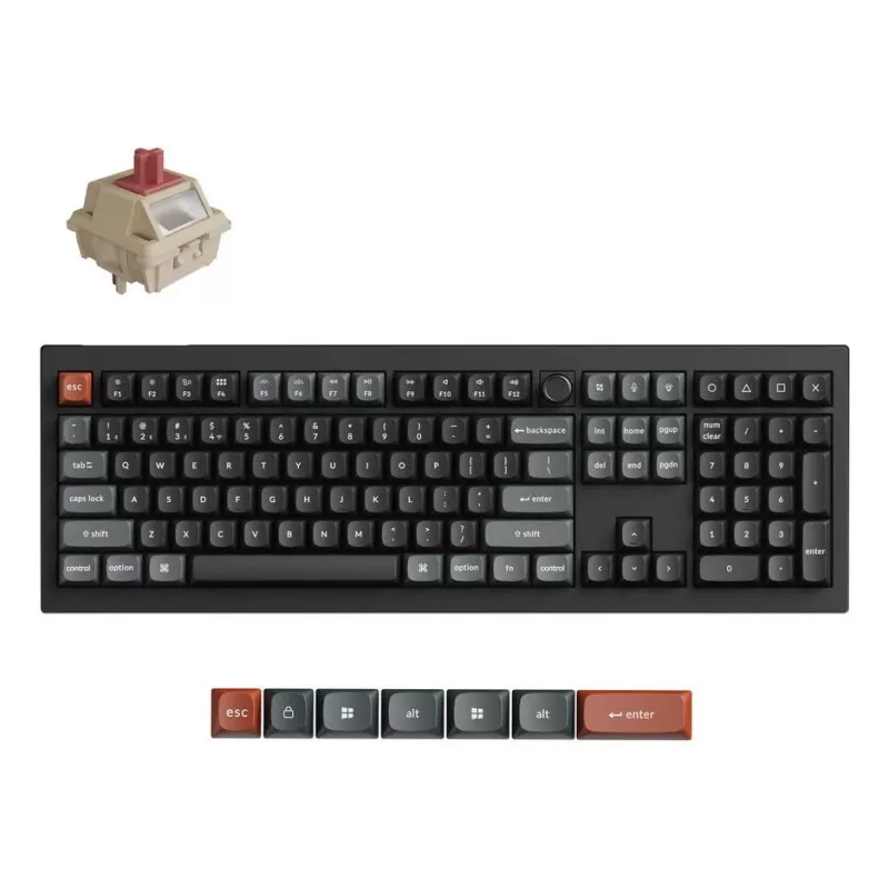 Tastiera meccanica Full-Size (100%) Keychron V6 Ultra 8K — QWERTY, Bluetooth, RGB LED, nero