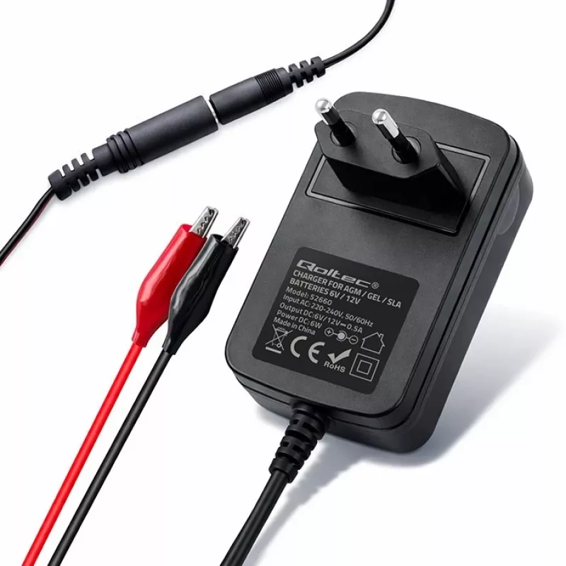 Caricabatterie QOLTEC modello 52660 — 6V/12V, caricabatterie 6W