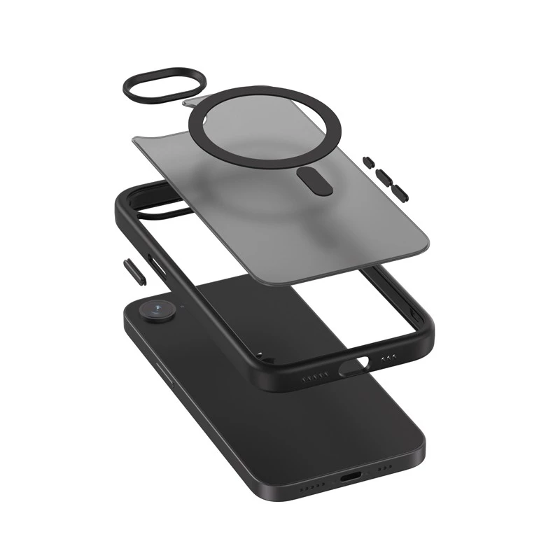 Custodia protettiva MagSafe Crong per iPhone 16e – nero, design robusto