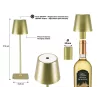 Beper P201UTP116 lampada da tavolo LED ricaricabile, 1,5 W, interruttore touch, dimmerabile, adattatore per bottiglia da 33 mm, resistente all'acqua, oro