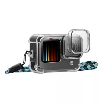 Custodia con tappo obiettivo e cinghia per il collo PULUZ per GoPro Hero 9 / 10 / 11