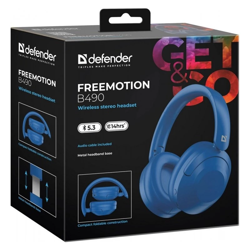 Cuffie wireless Defender Fre Emotion B490 — blu, on-ear, Bluetooth, microfono integrato