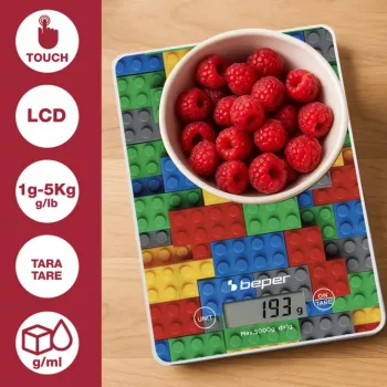 Bilancia da cucina Beper P102BIL005 – digitale, 5 kg, 1 g, pietre colorate