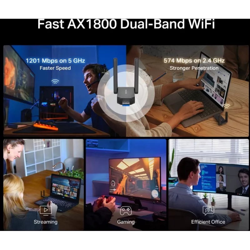 Adattatore USB Wi-Fi MERCUSYS MA72XH AX1800 con antenne High-Gain, USB-A Plug-and-Play