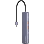 Hub USB Type-C CANYON DS-17 — HDMI, USB 3.2 Gen 1 A, USB-C, MicroSD, 10000 Mbit/s, grigio