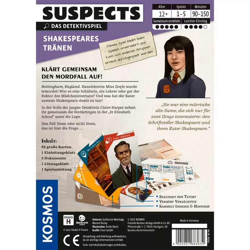 Suspects: Shakespeares Tears, gioco di carte