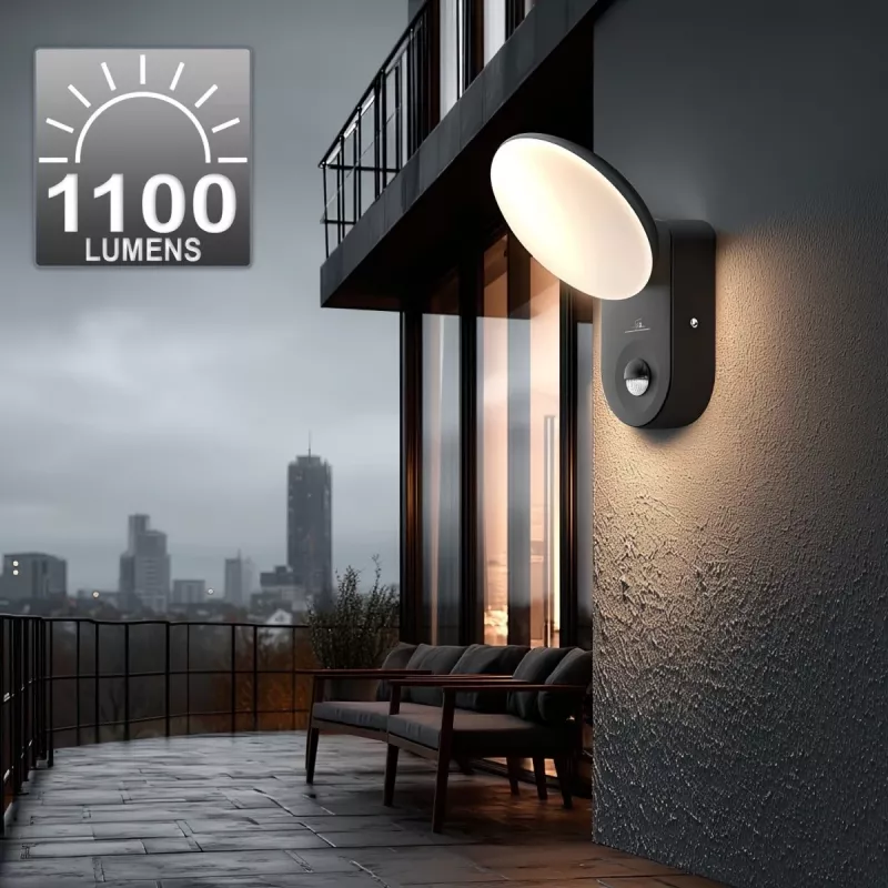 Lampada da parete LED MACLEAN MCE367 con sensore PIR, lampada da parete per esterni con rilevatore di movimento