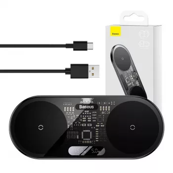 Baseus 2In1 20W Digital Led Display Headphones nero ricarica senza fili