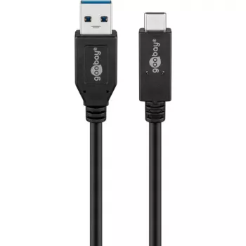 Wentronic goobay - cavo USB - USB-C (M) a USB Type A (M) - USB 3,1 Gen 2 3 A - 50 cm - rotondo - nero (41073)