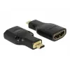 DeLOCK 65664 adattatore HDMI High Speed con Ethernet, da HDMI Micro-D maschio a HDMI-A femmina, 4K, nero