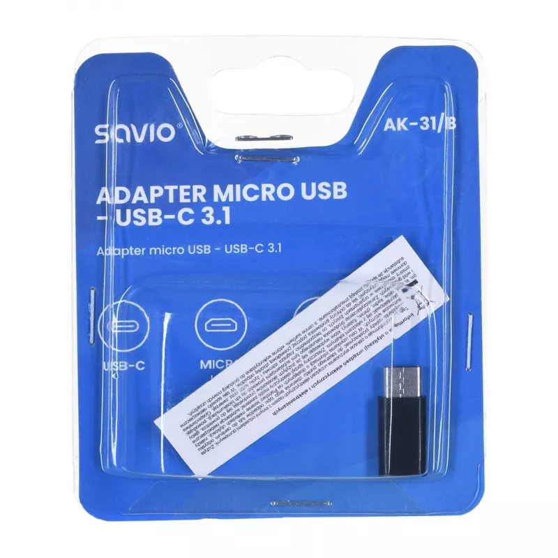 Savio AK-31 / B adattatore cavo/interfaccia di genere Micro USB USB 3.1 Type-C nero