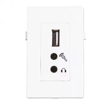 Modulo USB2.0+2x mini jack Garbot BN4900-USB A+2XJ bianco 20 cm