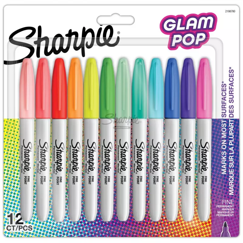 Pennarello Sharpie 2198780 punta fine 12 pezzi multicolore (blu, verde, arancione, rosa, viola, rosso, giallo)
