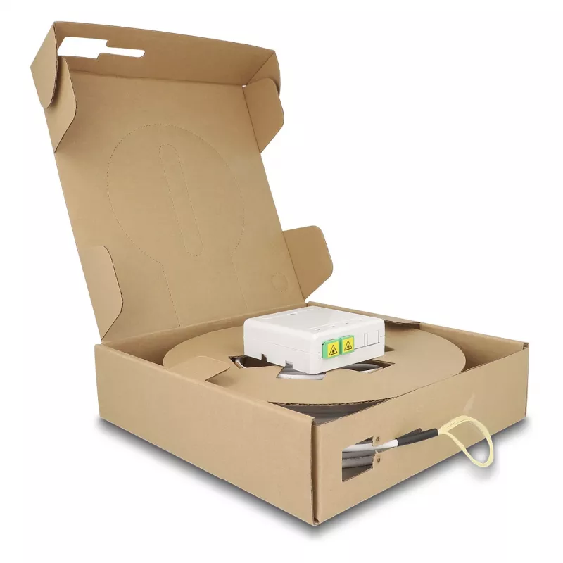 DELOCK Scatola di connessione in fibra ottica 2 x SC/APC simplex con set cavo drop G.657.A1 da 30 m