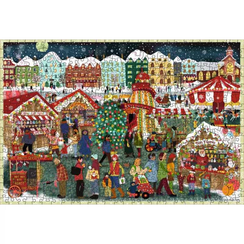 Puzzle Ravensburger Wooden Puzzle Christmas Market — 500 pezzi, puzzle in legno