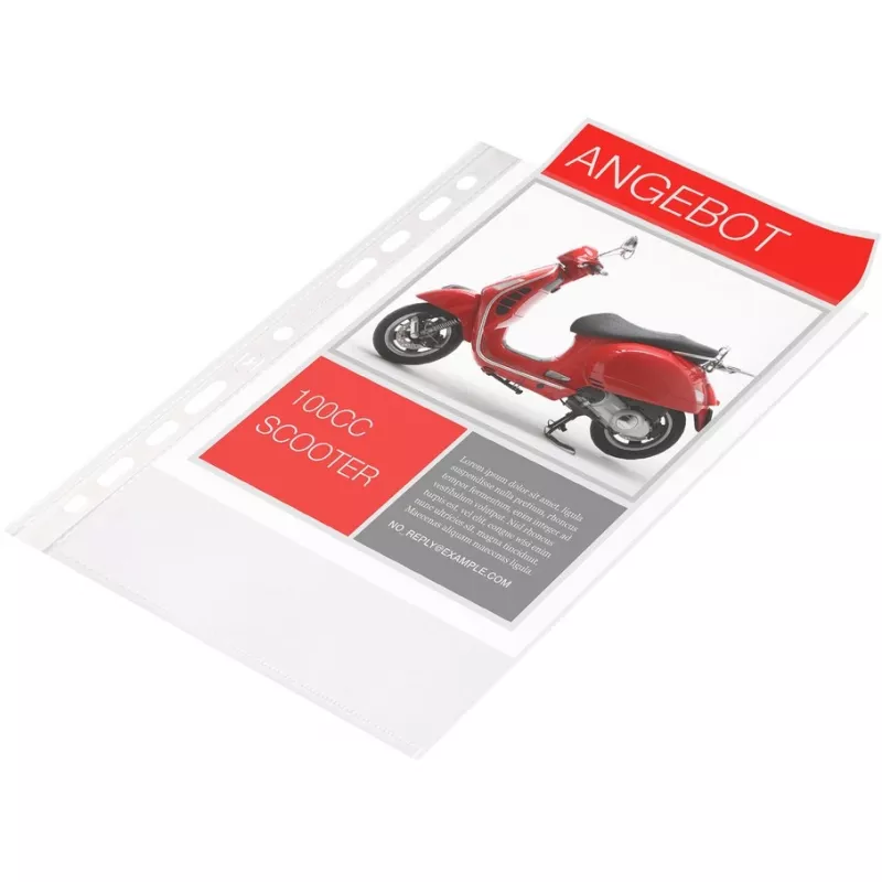 Oxford 400025671 buste trasparenti A5, PP 0,06 mm, aperte in alto, con foratura europea, 100 pz.