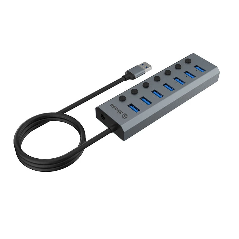 Hub USB Akasa AK-HB-21BKCM alluminio USB 3.2 Gen 1 5000 Mbit/s