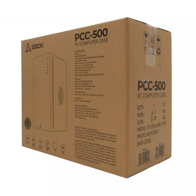 Case per PC Sbox PCC-500 nero ATX