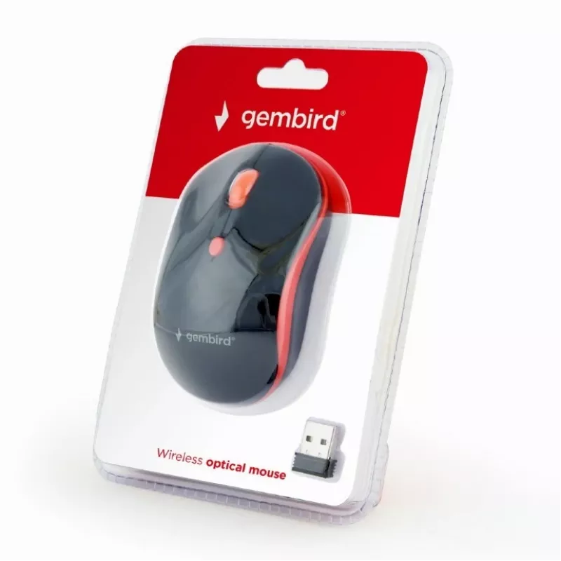 GEMBIRD mouse ottico wireless MUSW-4B-03-R 1600 DPI nano USB nero-rosso