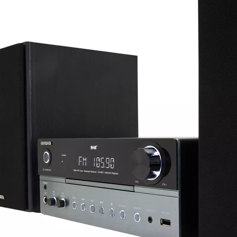 Microsistema audio domestico Aiwa MSBTU-700DAB — 25 W RMS, DAB+/FM, Bluetooth 10 m, vano CD, display LED, nero/blu artico