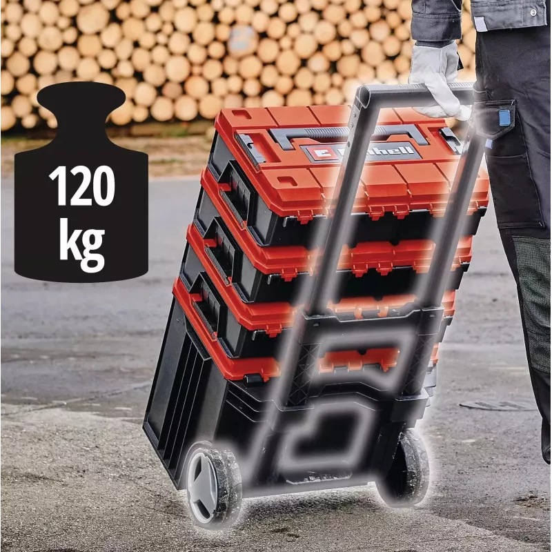 Valigetta per attrezzi Einhell E-Case Tower nero rosso polipropilene resistente al calore protezione dagli schizzi