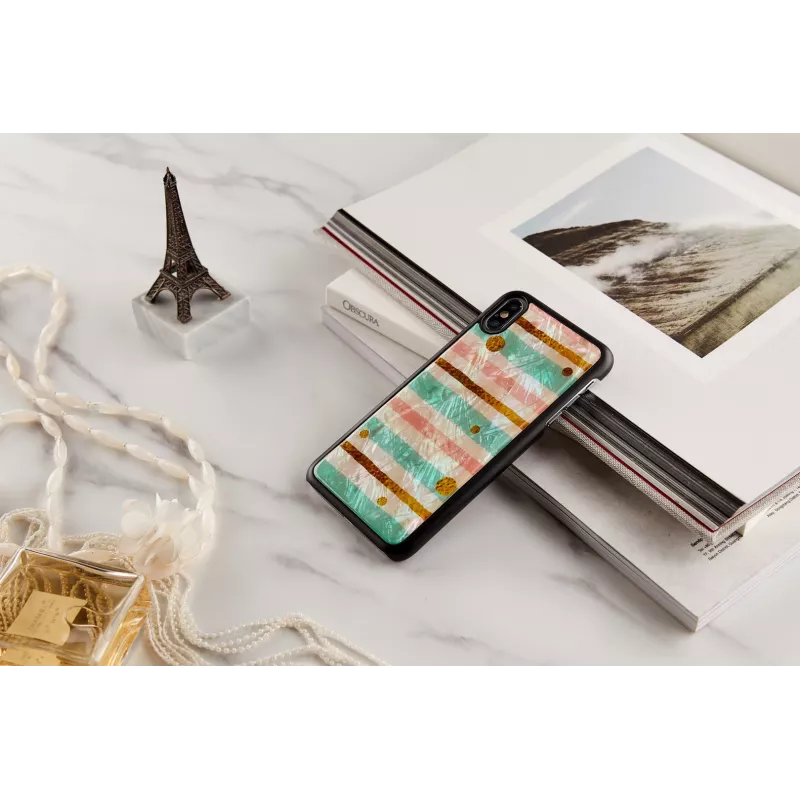 Custodia protettiva per smartphone iKins per iPhone XS Max — Pop Mint nero, guscio rigido con bordi rialzati