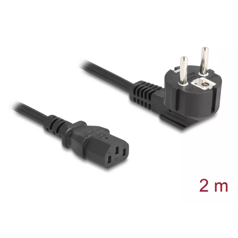 Cavo di alimentazione DELOCK 81567 CEE 7/7 (ST) 90° a IEC C13, 2 m, 3x1,00 mm