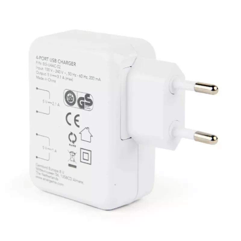 Caricabatterie USB universale bianco/4 porte EG-U4AC-02 GEMBIRD