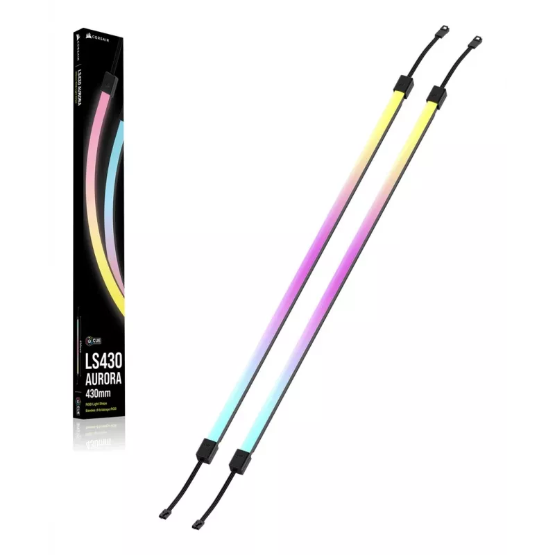 Striscia LED CORSAIR LS430 Aurora — multicolore, 430×10×10 mm, confezione da 2