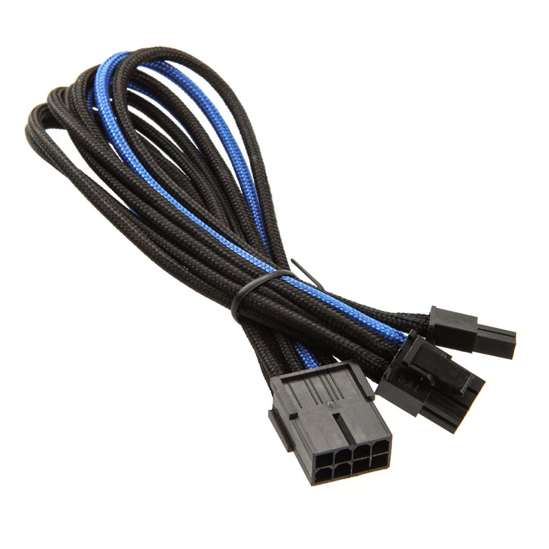 Cavo SilverStone da PCI 8 pin a PCIe 6+2 pin, 250 mm – nero/blu