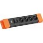 Ciabatta Bachmann CONNECTUS con 4 prese CEE 7/3, 1 interruttore, cavo 2,0 m, connettore CEE7/7, nero/arancione