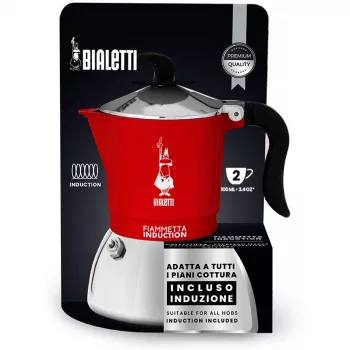 Caffettiera da fornello BIALETTI FIAMMETTA 2TZ induzione rossa, moka da fornello 2 tazze