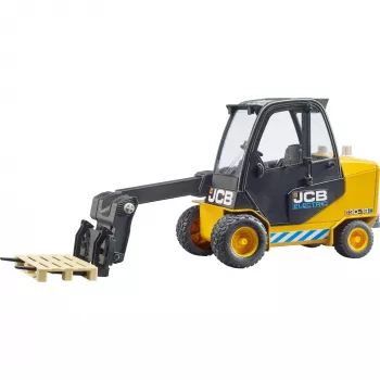 Carrello elevatore BRUDER JCB Teletruk giocattolo — ABS, età consigliata 3+, nero e giallo