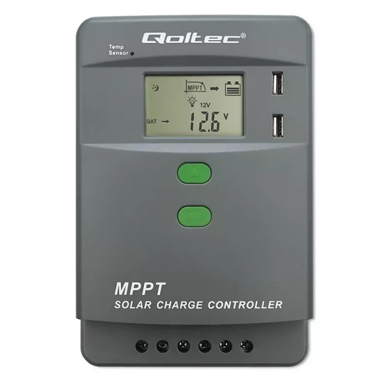 Regolatore di carica solare MPPT QOLTEC 10A per sistemi 12V/24V con display LCD