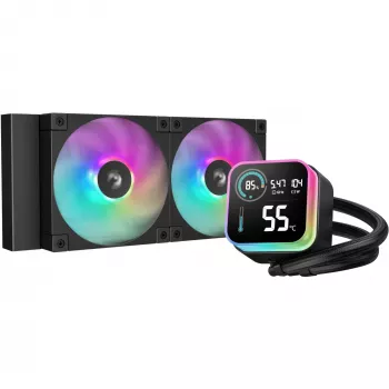 Kit raffreddamento a liquido DeepCool LQ240 — radiatore 240 mm, 2× ventole PWM 120 mm, RGB, tubo 41 cm, radiatore in alluminio, nero