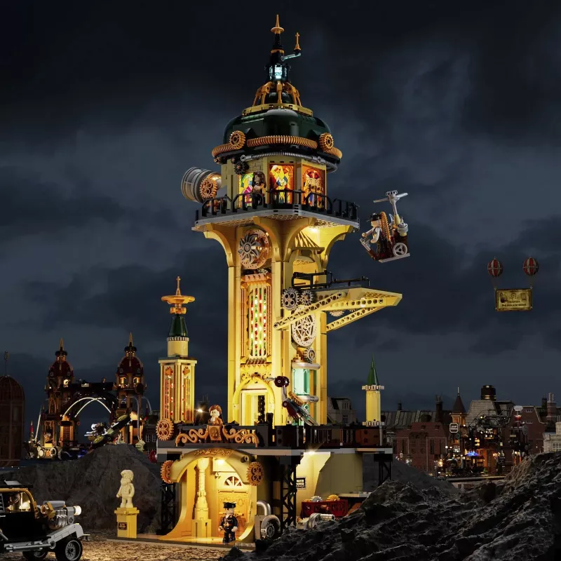 Torre di guardia steampunk, giocattolo da costruzione
