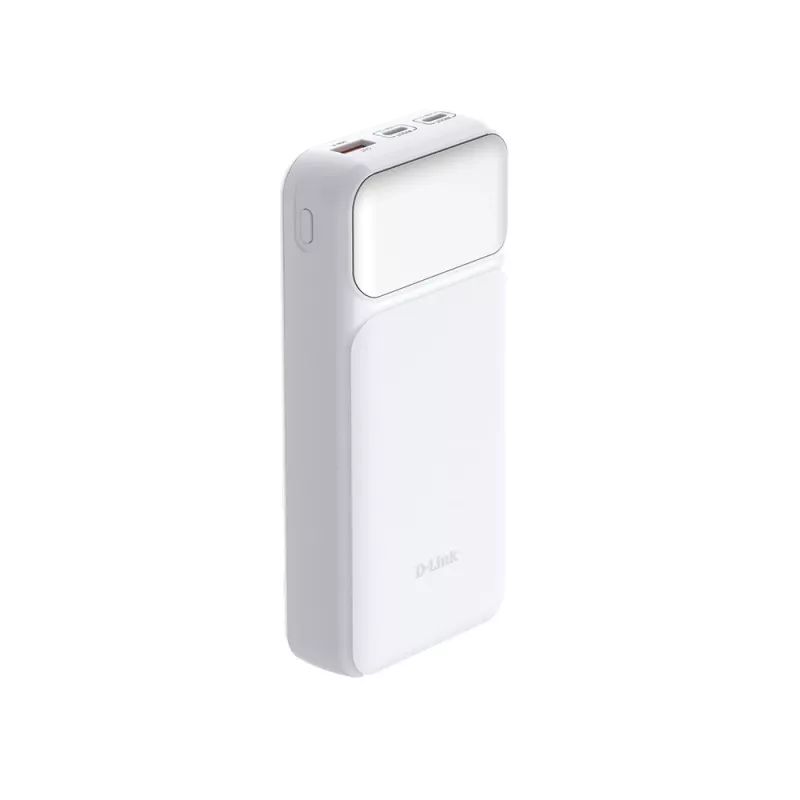 Powerbank D-Link DPP-201 — 20000 mAh, 1× USB-A, 2× USB-C, bianco