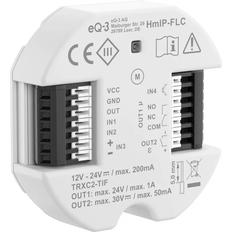 eQ-3 AG Homematic IP HmIP-FLC, telecomando, bianco, IP20, -5 - 40 °C, 52 mm, 15 mm
