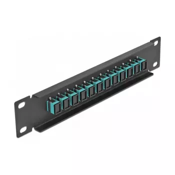 Patch panel fibra ottica DeLOCK 10 pollici 12 porte SC simplex acqua 1U nero