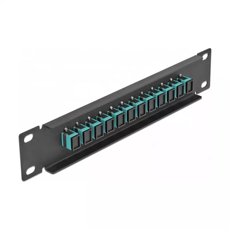 Patch panel fibra ottica DeLOCK 10 pollici 12 porte SC simplex acqua 1U nero