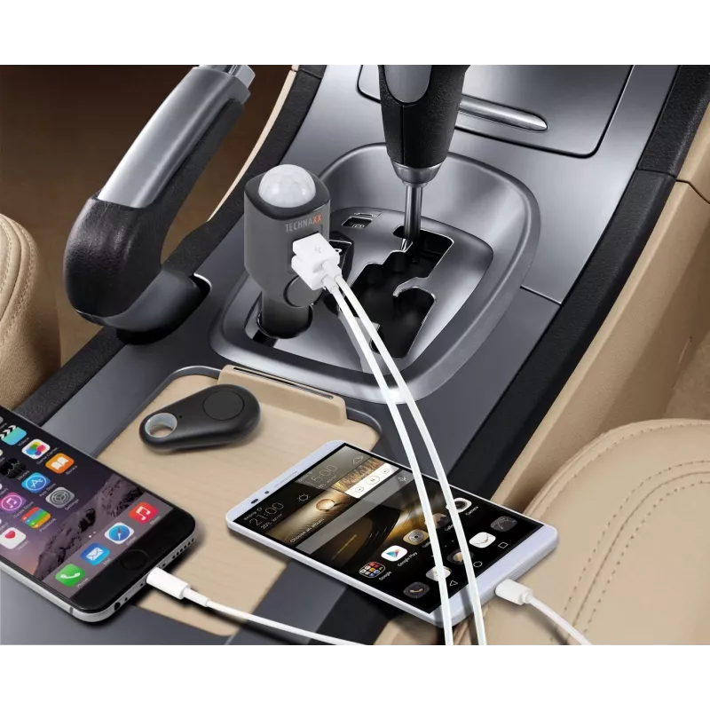 Caricabatterie universale per dispositivi mobili Technaxx 4743 nero accendisigari auto
