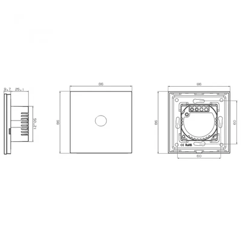 Interruttore a parete touch Spring 3 vie vetro bianco — modello 0