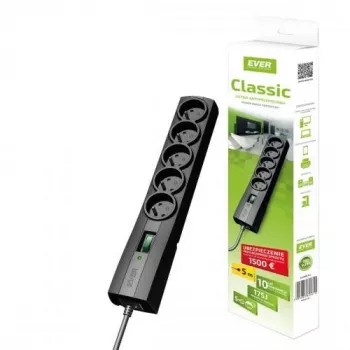 Ciabatta EVER CLASSIC 5 prese cavo 3 m 250 V 10 A con protezione da sovratensione (175 J) nero