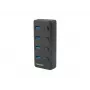Hub USB NATEC MANTIS USB 2.0 Type-B — 4x porte USB 3.2 Gen 1 Type-A, nero, cavo 0,8 m, alimentatore, interruttore