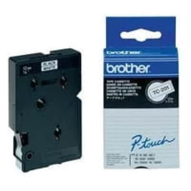Brother Gloss Laminated Labelling Tape - 12 mm, nero/bianco, confezione da 10 nastro per etichettatura TC